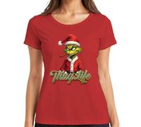 Thug Life Grinch Joint Weed Cannabis Kiffen - T-shirt de Noël pour femme, rouge, XXL