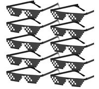 Thug Life - Lot de 10 lunettes de soleil pour fête - Mosaïque - 8 bits - Pixels - Lunettes de fête MLG - Pour carnaval, festivals de musique, fête, fête d'anniversaire, bar