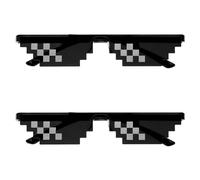 Thug Life Lot de 2 lunettes de soleil en mosaïque pixelisées pour femmes, hommes, enfants, adolescents