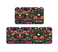 Thug Life Lot de 2 tapis de cuisine antidérapants Motif fleurs