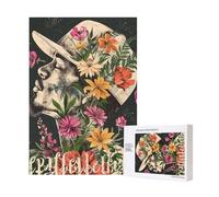 Thug Life Puzzle imprimé fleurs avec boîte de rangement - Puzzle en bois pour adultes et enfants - 300 pièces - Jeu décoratif amusant en famille