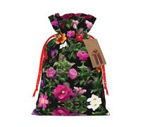 Thug Life Sac de Noël avec fermeture à cordon de serrage Motif fleurs 12 x 17 cm