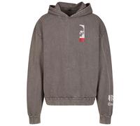 Thug Life Sweat-shirt 'Trojan Horse' gris / rouge cerise / blanc, Taille S