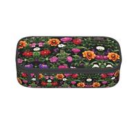Thug Life Trousse à crayons de grande capacité avec fermeture éclair Motif fleurs, Noir , Taille unique, Trousse de toilette