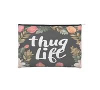 Thug Life Trousse à maquillage réutilisable en papier imperméable et légère pour voyage, école et usage quotidien Motif imprimé intégral pour femmes, étudiants, écologistes, Noir , Taille unique