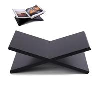 THUISCO Support à Livre | Support croisé en bois d'acacia, présentoir, pupitre, porte-livre, porte-revues, support pour livre de cuisine, lutrin, présentoir à livre solide (Noir)