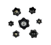 Thumb Nuts Star Mechanical Thumb Nuts Vis de serrage à filetage mâle Star Knobs M4 M12 noires, paquet de 56(Blind Hole,M4 (Head 25mm) 10pcs)