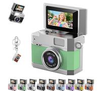 Thumb-Sized Flip Screen Mini Camera, Digital Retro Ccd High-Definition Portable Small Camera, 180° Flip Screen, Multi-Style Beauty Filters, for Travel Party Vlog (Green,Wthout Card)