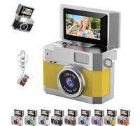 Thumb-Sized Flip Screen Mini Camera, Digital Retro Ccd High-Definition Portable Small Camera, 180° Flip Screen, Multi-Style Beauty Filters, for Travel Party Vlog (Yellow,Wthout Card)