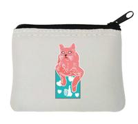 Thumbs Up Chill Porte-monnaie en néoprène Motif chat Blanc 10 x 11 cm