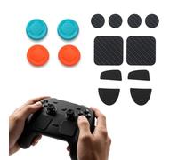 Thumbstick Grip Cover & Touchpad Sticker Set for Steam Controller 2 2026 Silicone Joystick Cap and Rear Button Sticker Game Accessories (Blue and Orange)