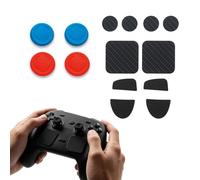 Thumbstick Grip Cover & Touchpad Sticker Set for Steam Controller 2 2026 Silicone Joystick Cap and Rear Button Sticker Game Accessories (Red and Blue)