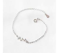 Thumby Feuilles de Mode Western 925 Plaqué Argent Bracelet en Argent Sterling Femmes S925 Bling Chanceux Branche D'Olivier Bouddha Fille Mode Cadeau Sauvage, Argent 925