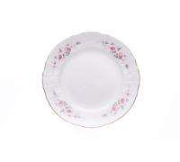 Thun 1794 Assiette plate, porcelaine tchèque, Bernadotte, 25 cm, rose, ligne dorée, Thun