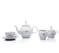 Thun 1794 Bernadotte, service à thé, porcelaine tchèque, roses bleues, Thun, 15 d.