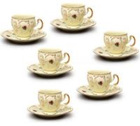 Thun 1794 Bernadotte, tasses et soucoupes, château, 90 ml, Thun, 6 pcs