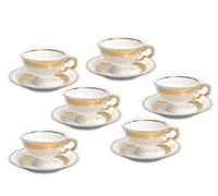 Thun 1794 Marie Louise, tasses à thé et soucoupes, 230 ml, or, Thun, 6 pièces