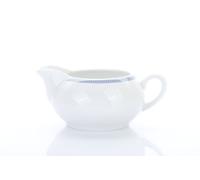 Thun 1794 Pot à lait bas, porcelaine tchèque, 0,22 l, dentelle blanche, bord bleu, Thun