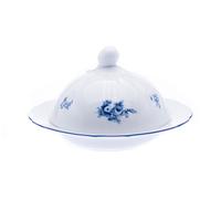 Thun 1794 Rose, beurrier rond, porcelaine, rose bleue, Thun