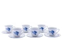 Thun 1794 Rose, tasses et soucoupes, porcelaine, roses bleues, 100 ml, Thun, 6 pcs