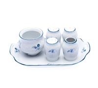 Thun 1794 Set d'assaisonnement, porcelaine tchèque, Bernadotte, roses bleues, Thun, 6 pcs.