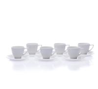 Thun 1794 Set de tasses et soucoupes, 90 ml, porcelaine blanche, Lea, Thun, 6 pièces