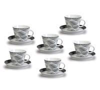 Thun 1794 Tom, tasses et soucoupes en porcelaine, 260 ml, cannelées, Thun, 6 pièces