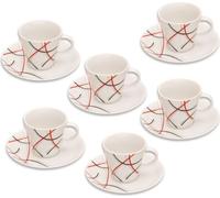 Thun 1794 Tom, tasses et soucoupes, lignes colorées, 260 ml, Thun, 6 pièces