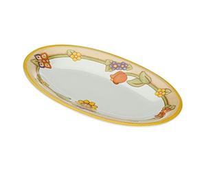 THUN - Assiette ovale multi-usages avec fleurs et papillons - Cuisine, pour la table - Idée cadeau - Ligne Country - Porcelaine - Ø 38 cm