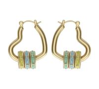 THUN - Boucles d'oreilles en forme de cœur avec anneaux émaillés - Métal, verre, résine - Collection dédiée pour vous - 2,5 x 2,5 cm