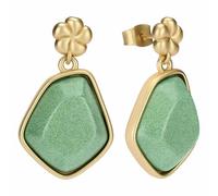 THUN - Boucles d'oreilles pendantes avec fleur et pierre - céramique, métal - Collection dédiée à vous - 2 x 1.7 x 0.6 cm