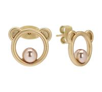 THUN - Boucles d'oreilles Teddy avec perle - métal - Collection dédiée à vous - 1,5 x 1,35 cm