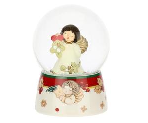THUN, Boule De Neige Angelo avec gui en Verre et céramique de Haute qualité, Version Moyenne, Collection de Noël, décoration de Collection, idée Cadeau pour Noël, Ø 7,9 cm, 11 cm h
