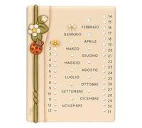 THUN Calendrier mural en céramique, bouchons en silicone, crochet en plastique, ruban adhésif double face, collection Country Bloom, 22 x 2,3 x 29 cm