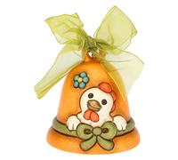THUN, Cloche Orange Limited Edition en céramique décorée à la Main avec Ruban, Ligne Surprises de Pâques, Ø 7 cm, 8 cm h