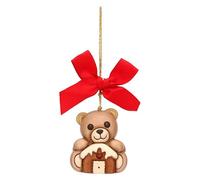 THUN - Décoration de Noël Teddy avec petite maison en céramique, Thunland - 4,5 x 4,2 x 5 cm