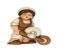 THUN - Figurine crèche Homme avec brouette - Décorations de Noël Maison - Ligne crèche Classique, Variante Blanche - Céramique - 6 x 4 x 8 h cm