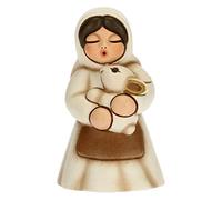 THUN - Figurine crèche pour Femme avec Lapin - Décorations de Noël Maison - Ligne crèche Classique, Variante Blanche - Céramique - 5 x 5 x 8 h cm