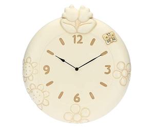 THUN - Horloge Murale avec muguet, Ligne Elegance - Décorer la Maison, Montres - Céramique, Mécanisme en Plastique - Ø 35 cm