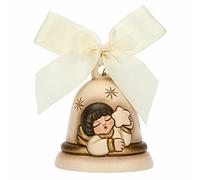 THUN - Limited Edition 2022 - Cloche Beige en céramique décorée à la Main avec Ange Iconique avec étoile - Idée Cadeau Noël 2022 - Ø 7 cm, 8 cm h