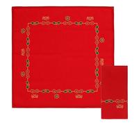 THUN, Lot de 2 Serviettes Rouges en 100% Coton, Ligne souhaits de Noël, décorées avec Anges et icônes de Noël, idée Cadeau, Ø 20 cm