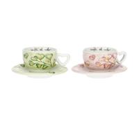 THUN - Lot de 2 tasses cappuccino - Porcelaine - Collection Coeurs en fleurs - 13 x 6 cm