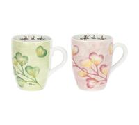 THUN - Lot de 2 Tasses - Porcelaine - Collection Coeurs en Fleurs - 13 x 6 cm