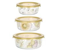 THUN - Lot de 3 récipients hermétiques - verre - Collection Country Bloom - 17,2 x 6,5 cm 800 ml - 15 x 6 cm 500 ml - 13 x 5,2 300 ml