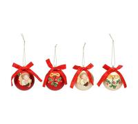 THUN, Lot de 4 Boules de Noël Rouge et Or en Polyester, Version Petite, Collection de Noël, Ensemble de Boules de Noël pour Sapin de Noël, idée Cadeau pour Noël, Ø 6 cm