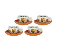 THUN, Lot de 4 tasses à café en porcelaine avec décoration florale inspirée des pelouses du Tyrol du Sud, ligne Happy Country Capacité 10,5 cl Soucoupe Ø 12 cm