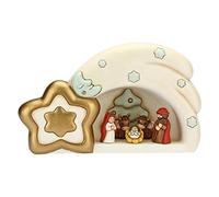THUN - Mini crèche Classique 2019 avec Grande cabane à étoiles Comète - Céramique - 20 x 10 x 18 cm