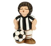 THUN - Ornement bébé Footballeur Blanc-Noir - Accessoires de Chambre et faveurs - Ligne de faveurs - Petite Taille - Céramique - 4,5 x 4,5 x 7 cm