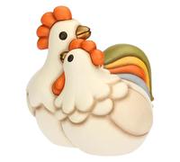 THUN Paire Coq Jack et Poule Ester, Céramique, Collection Jardin de Printemps, 20,2 x 20,4 x 19,7 cm
