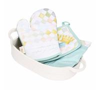 THUN Panier en osier avec tablier, gant et manique charme de printemps, tissu, 32 x 20 x 8 cm